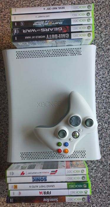Xbox 360/10 jogos/1 comando