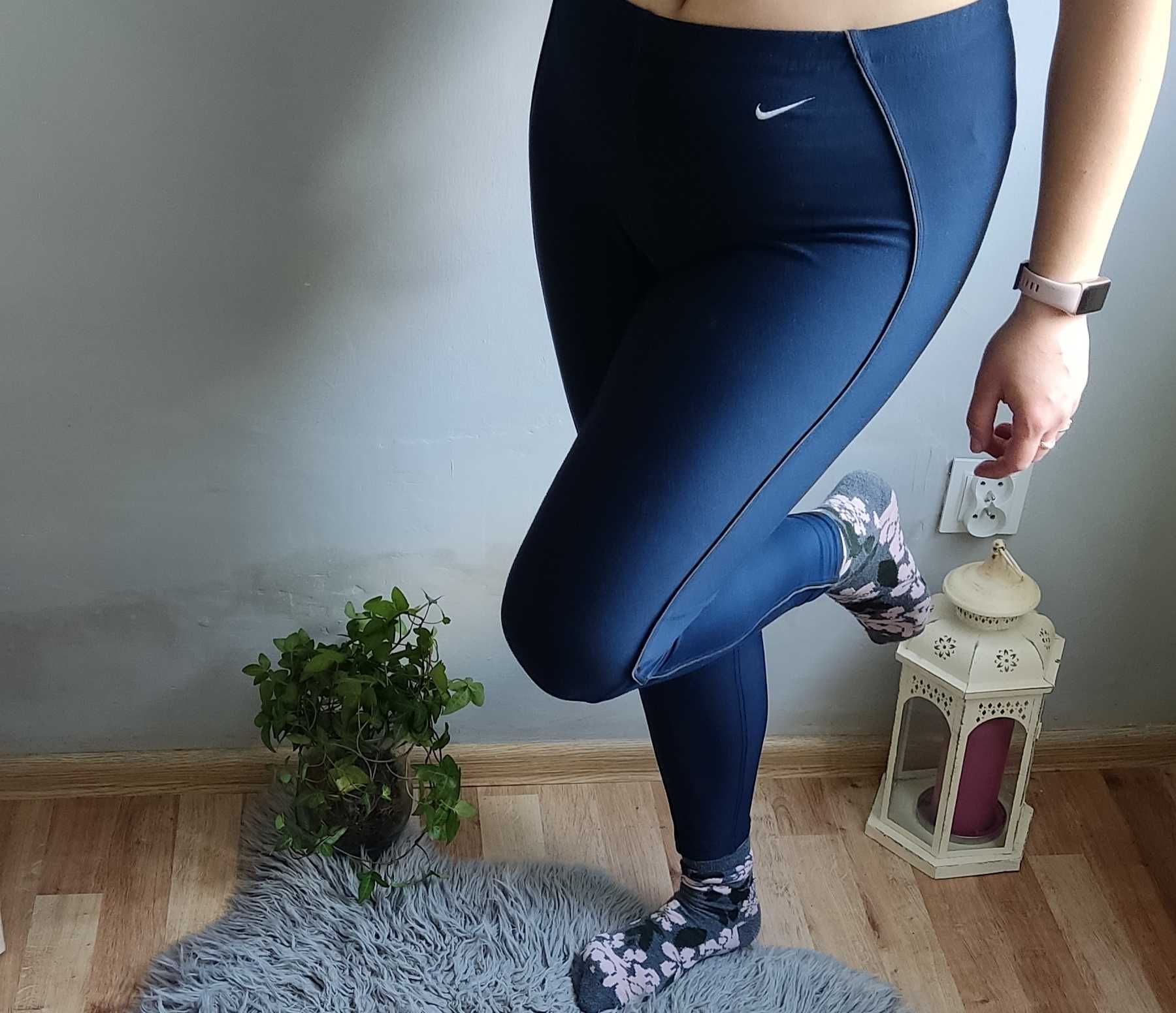 Nike legginsy damskie treningowe granatowe do biegania na siłownię M