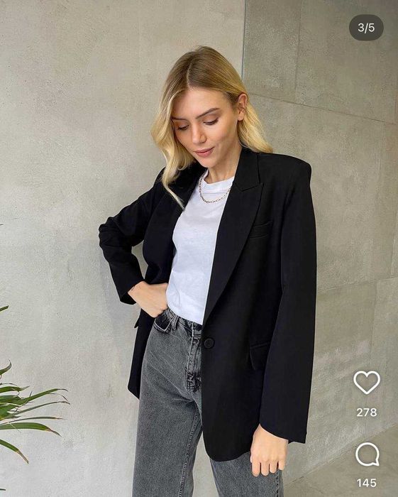 Класичний жіночий чорний піджак Maristore, розмір M