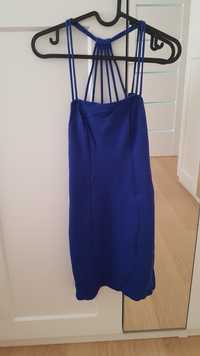 Dopasowana niebieska sukienka 34 H&M