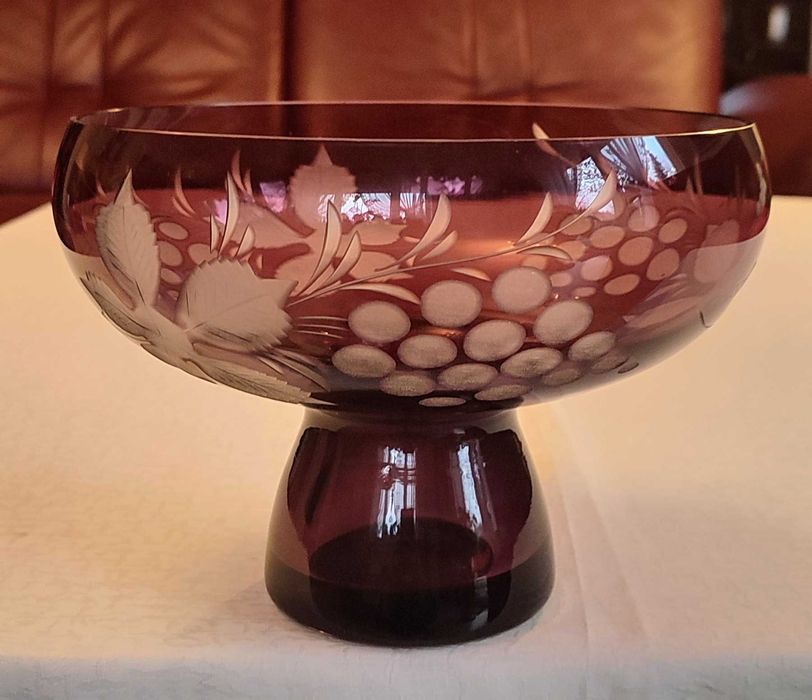 Egerman kryszta rubinow misa Wigilia półmisek vintage prl retro design