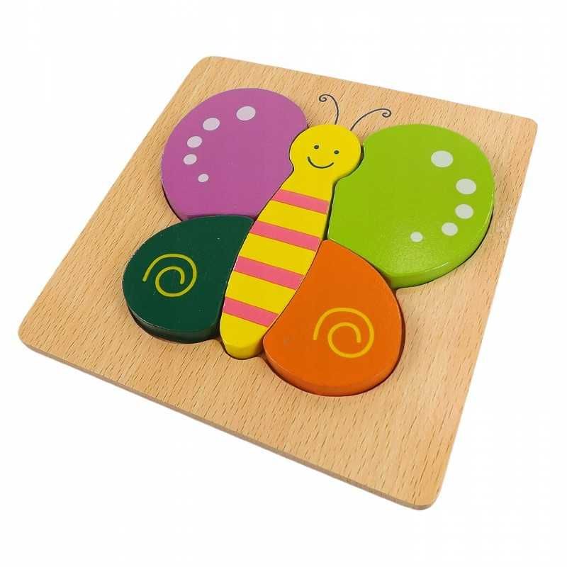 Puzzle drewniane edukacyjne klocki dla dzieci motyl