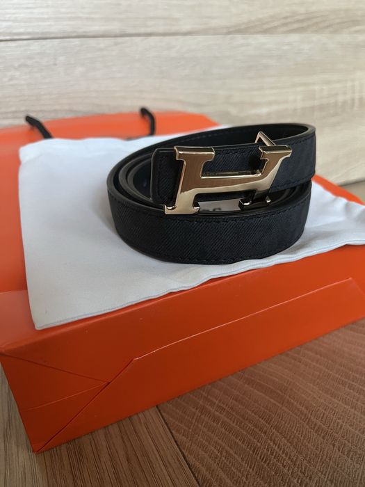 Pasek Hermes ze złota klamra