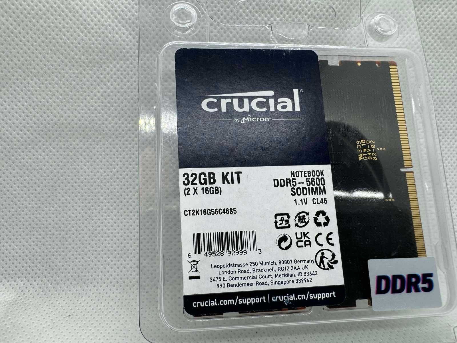Crucial SO-DIMM DDR5 5600MHz 32GB 2x16GB CT2K16G56C46S5 Модуль памяти