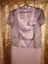 Платье нарядное комбинация атлас и гипюр