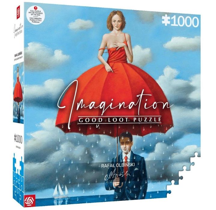 Puzzle 1000 Rafał Olbiński - Obrona przed banałem pudełko,266x261 mm