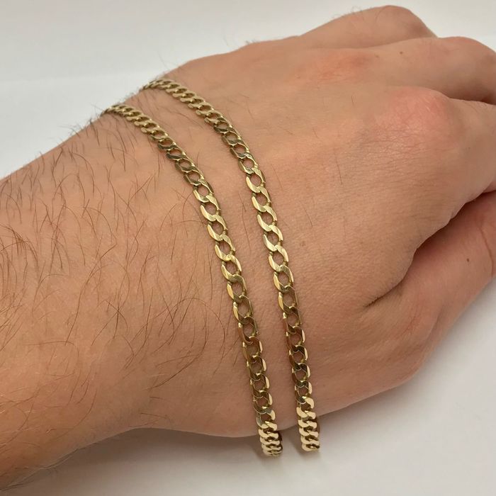 Złoty ŁAŃCUSZEK damski 585 14K cudowna PANCERKA 60cm