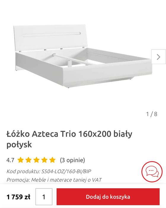 Meble do sypialni łóżko 160x200 plus szafki nocne