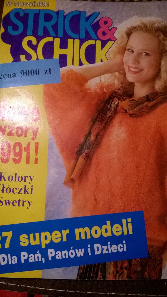 Strick & Schick Nr 1 styczeń 1991 Kolory Włóczki Swetry 27 modeli