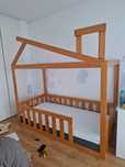 Cama criança, pinho, em forma de casa