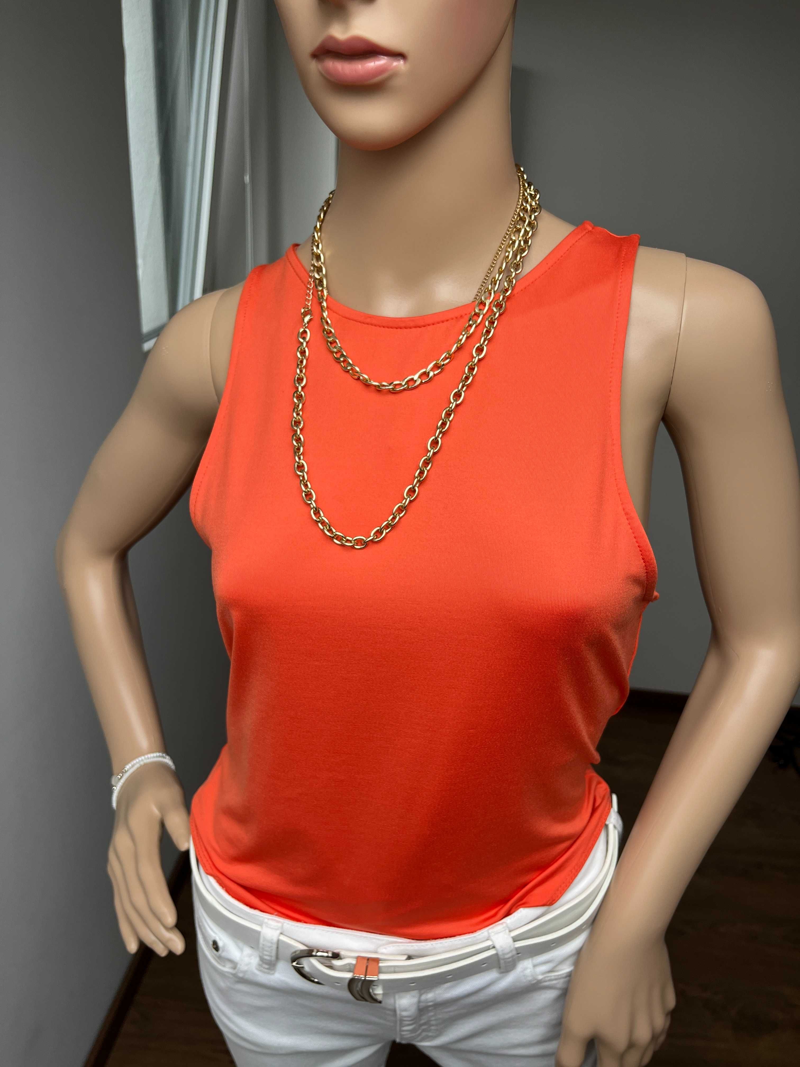 Pomarańczowe Body/Top Bez Rękawów Primark Old Money Vibe, Rozmiar M