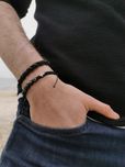 Zestaw dwóch męskich bransoletek labra kamień wulkaniczny różaniec