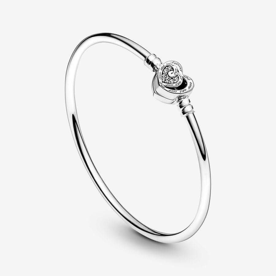 Pulseira Pandora prata edição limitada fecho coração zircão forever an