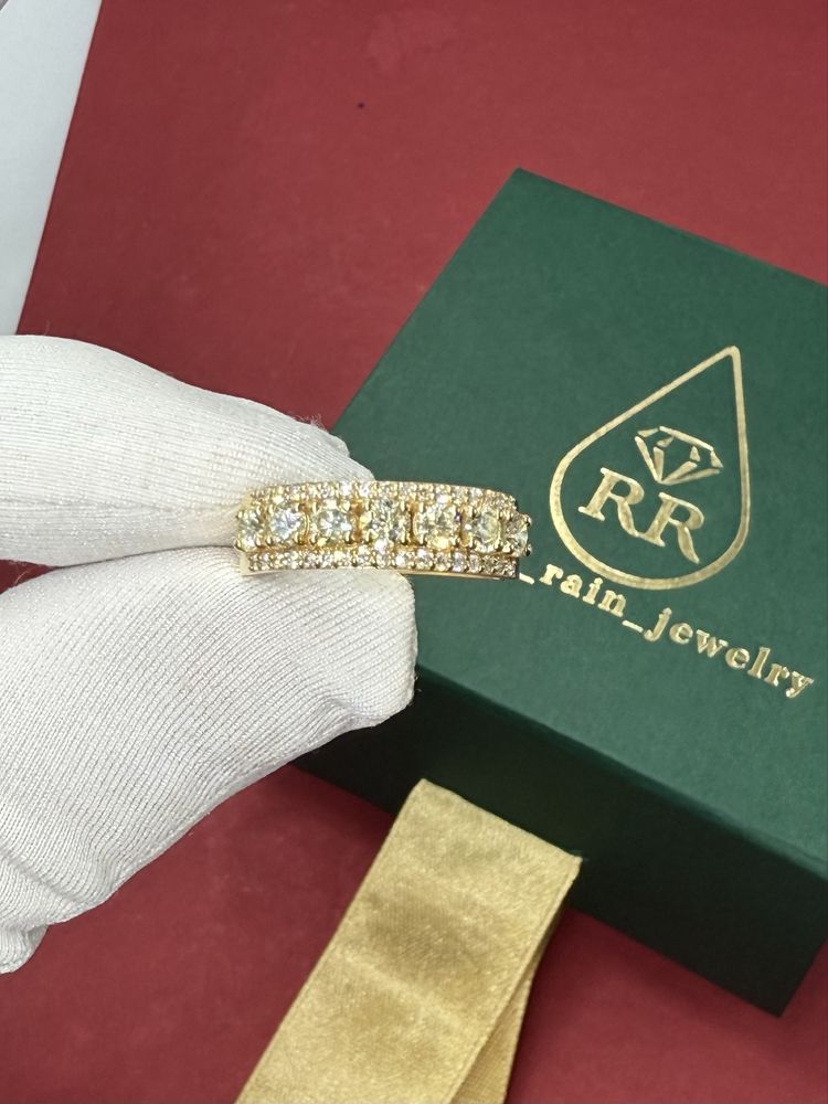 Каблучка з діамантами 1.25ct золото бриллианты кольцо дорожка