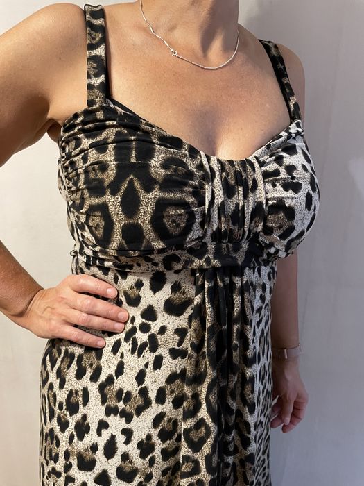 Letnia sukienka maxi w panterkę, rozmiar 12, L, 40