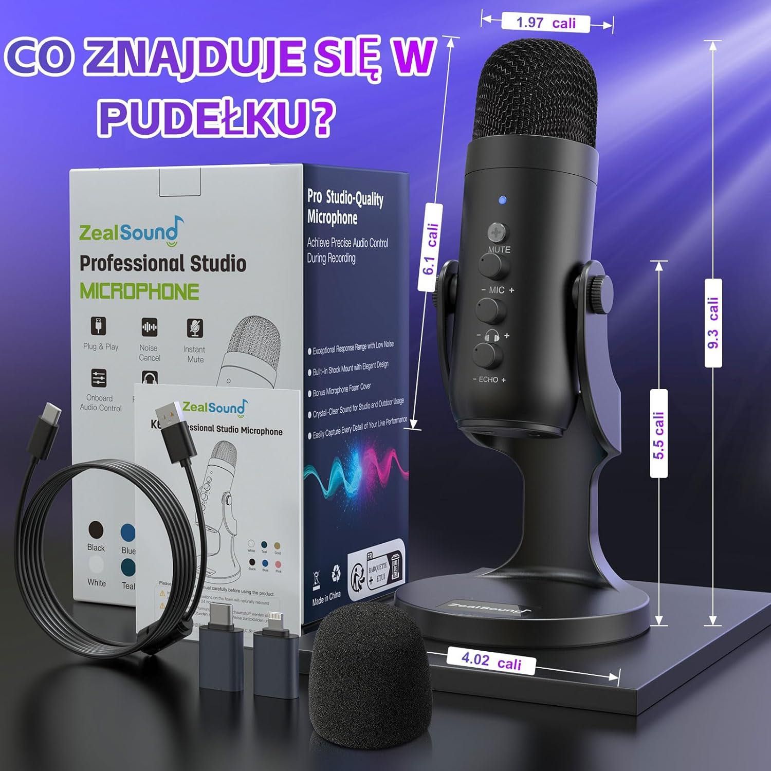 K66 Pojemnościowy mikrofon USB telefon/PC/PS4&PS5 podcasty/Twitch