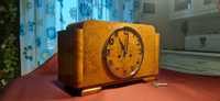 Przedwojenny zegar kominkowy fornir orzech - Art Deco