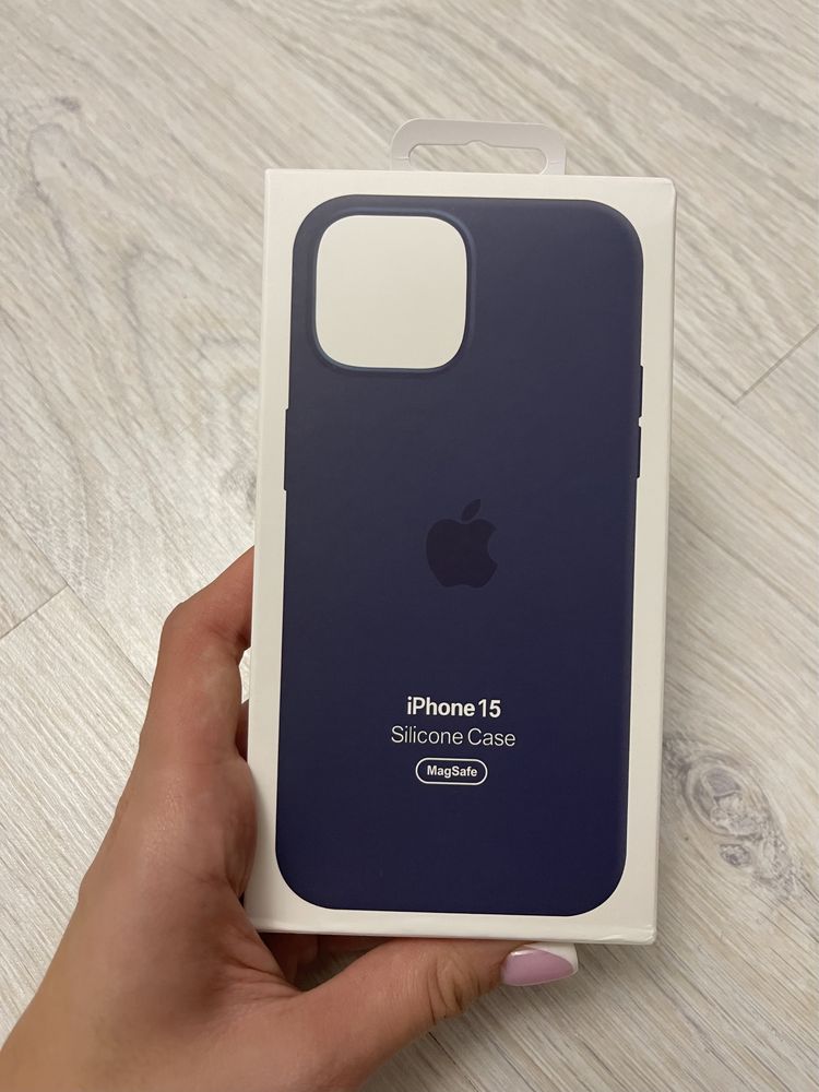 Оригінальний чохол Iphone 15 blue silicon case MagSafe чехол