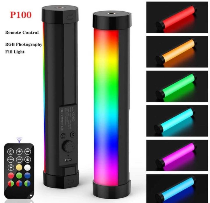 Відео фото світло RGB палка трубка LED Luxceo P100 з магнітом 2000mAh