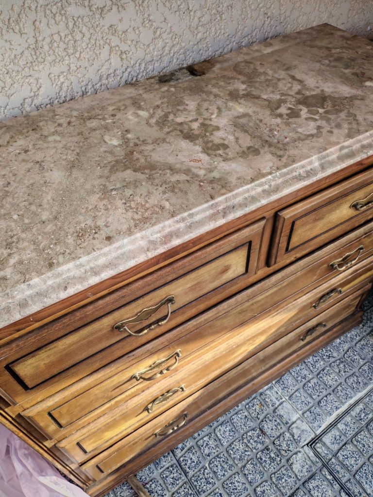 Conjunto de cómoda e mesa cabeceira