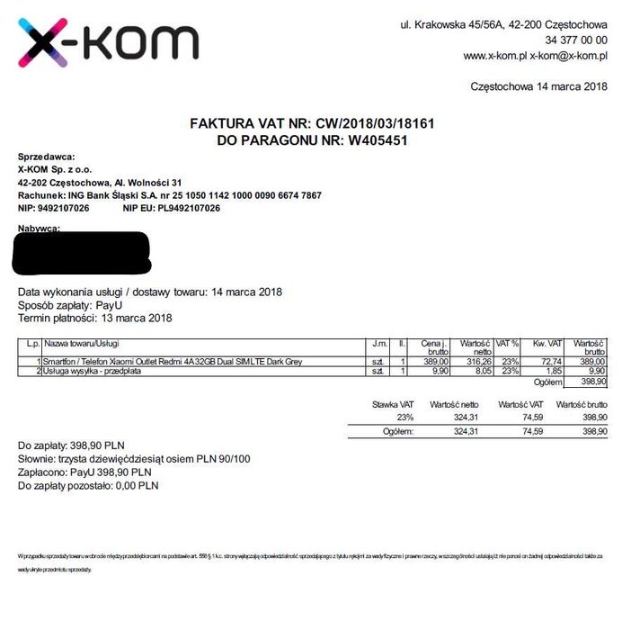 Xiaomi Redmi 4A 2/32 GB + ładowarka + pudełko