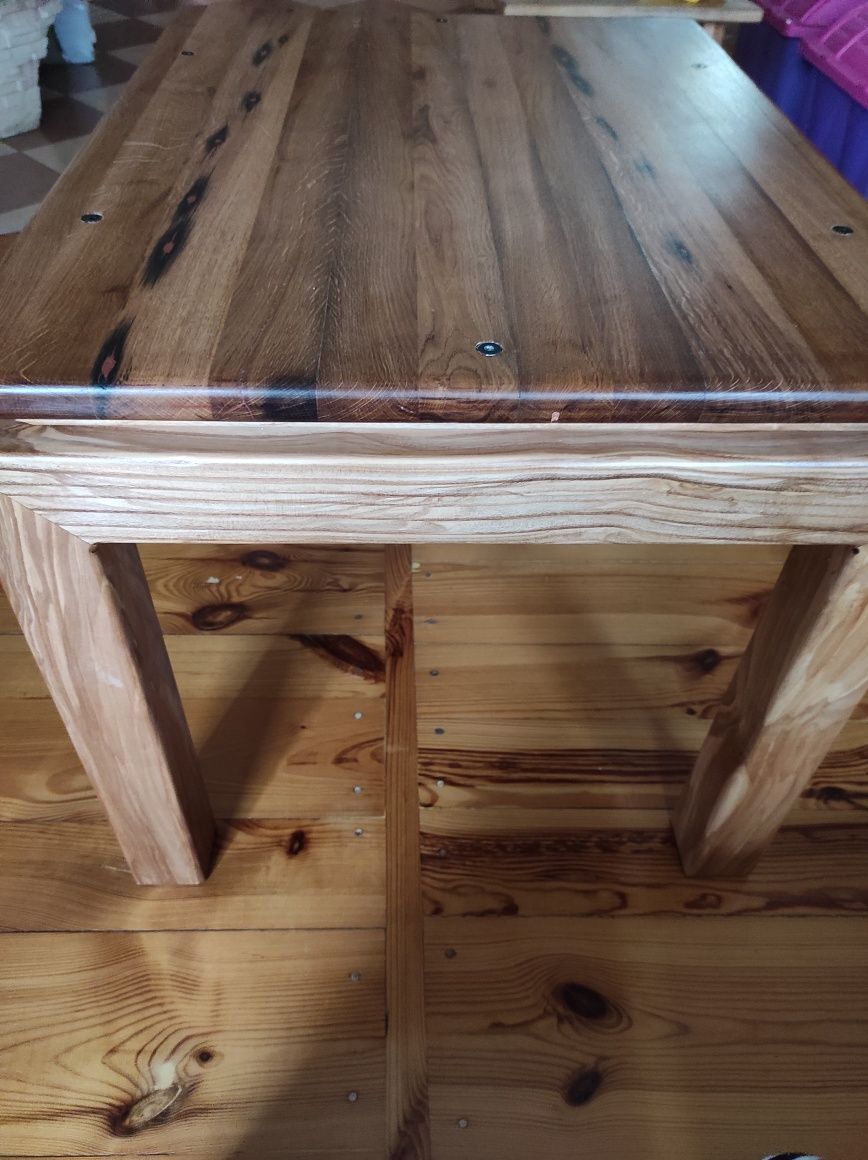 Stolik ława 60x80 lite drewno rękodzieło dąb/jesion