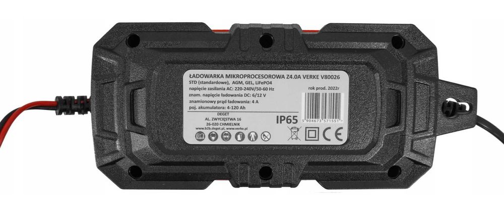 Prostownik Ładowarka Akumulatora 6V/12V 4A LCD VERKE