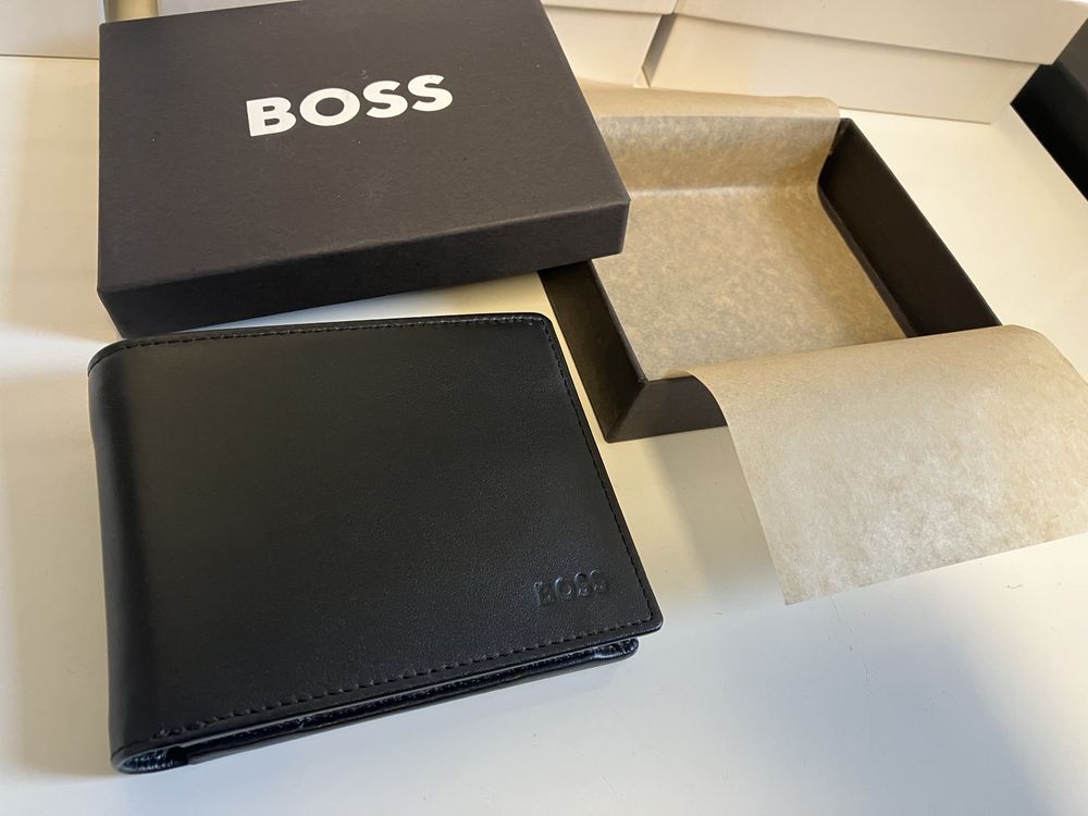 Hugo Boss skorzany duzy portfel nowy w pudelku