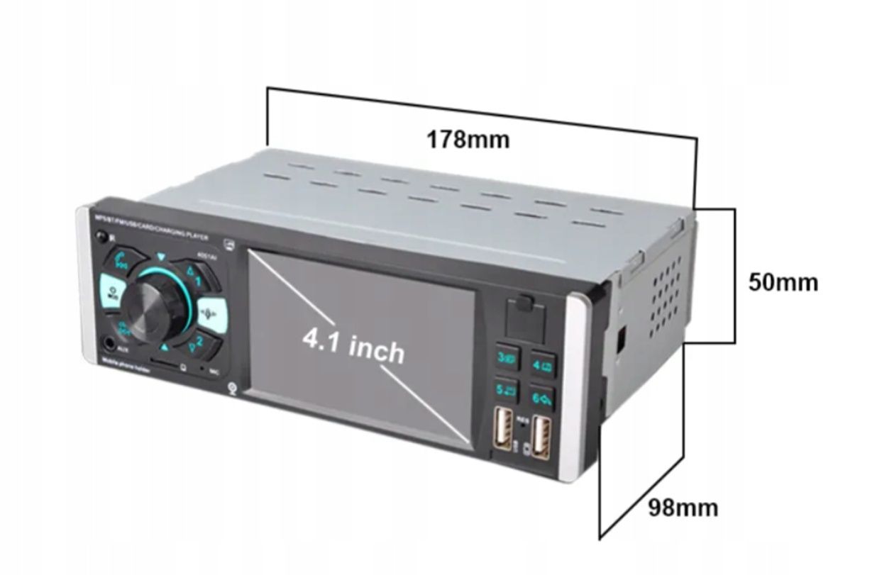 Radio Samochodowe 1DIN 4,1" BLUETOOTH USB AUX SD PILOT