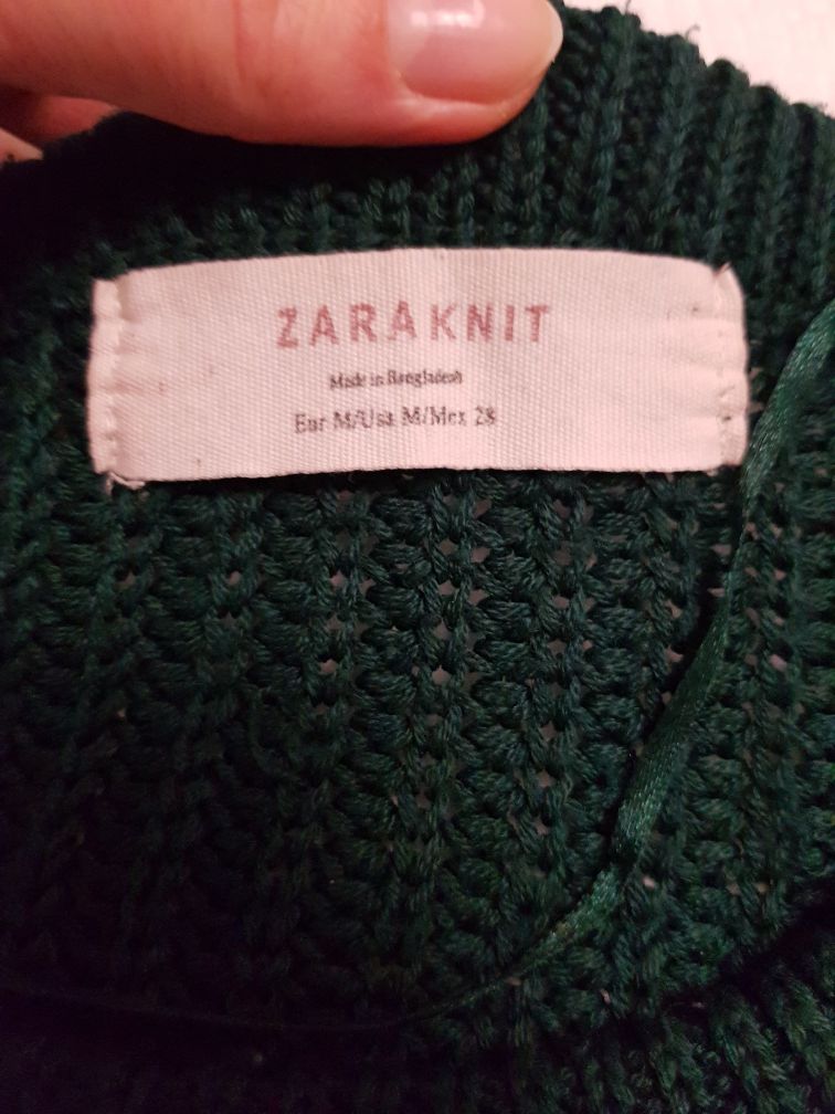 Sweter sweterek zara m 38 butelkowa zieleń ciemno zielony