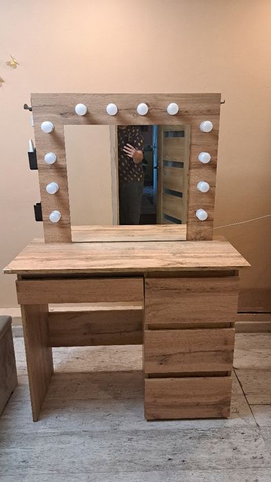 Toaletka 12 led,kolor:dąb