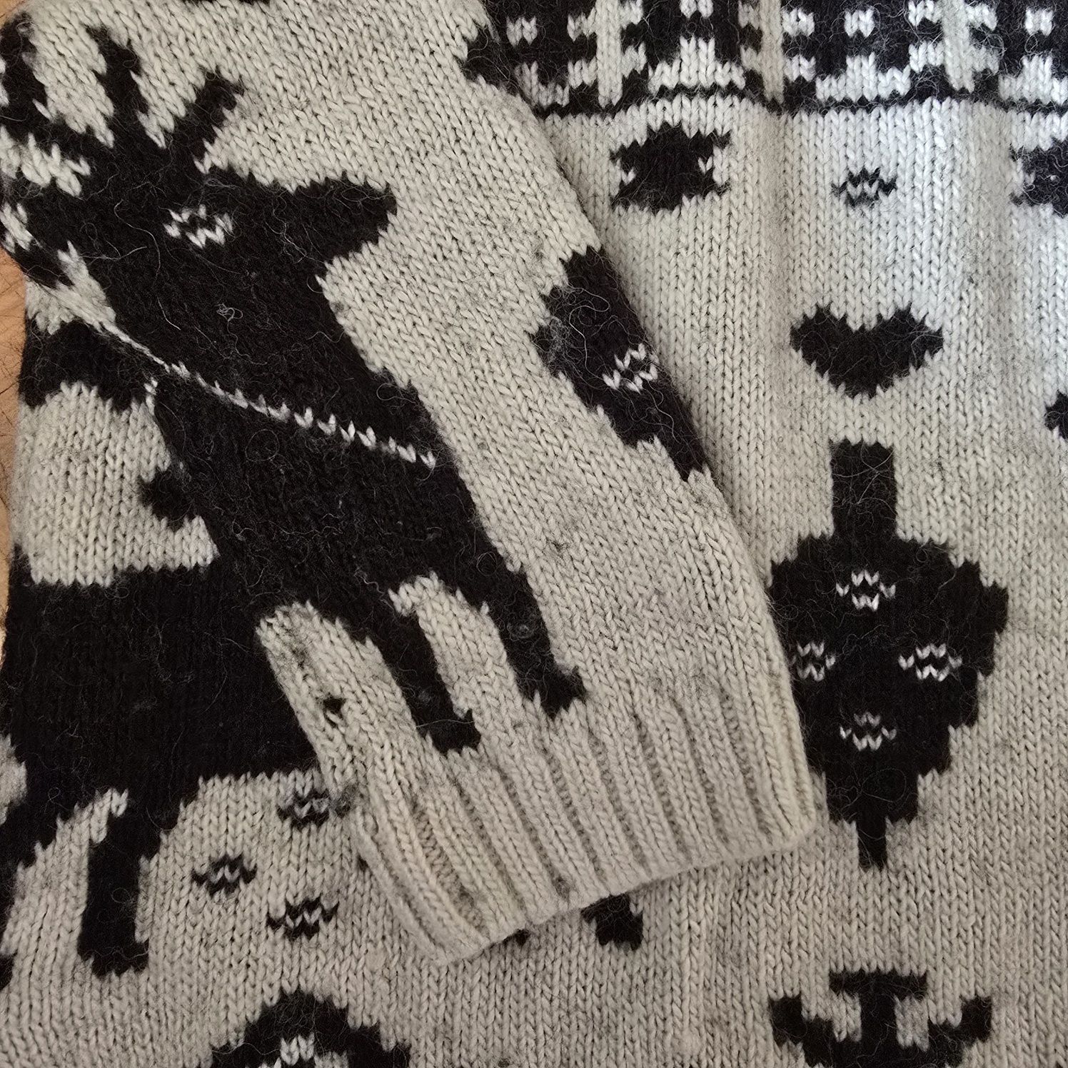 Sweter HM domieszka wełny alpaki zimowy świąteczny S gruby rękaw 7/8