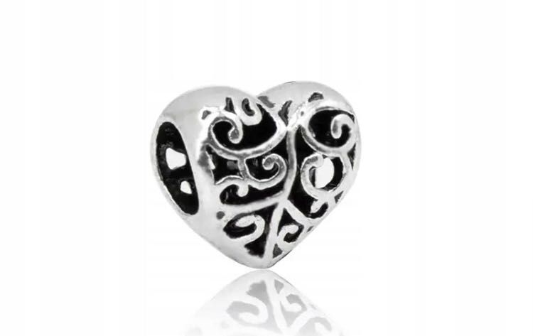 charms do pandora ażurowy ażurowe serce wisiorek srebrny love