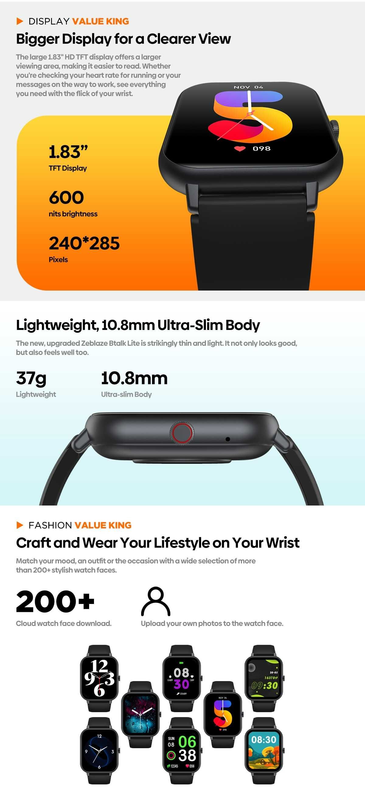 Zeblaze Btalk Lite połączenia głosowe, nowy folia Smartwatch