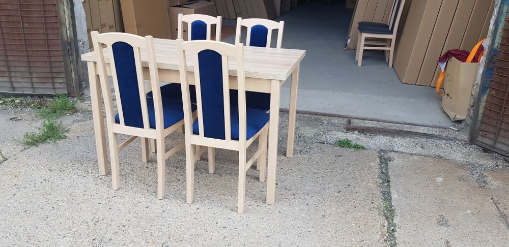 Nowe: Stół 70x120 + 4 krzesła, sonoma + granatowy , dostawa cała PL