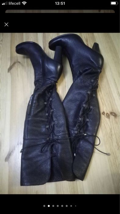 Ботфорты из натуральной кожи.