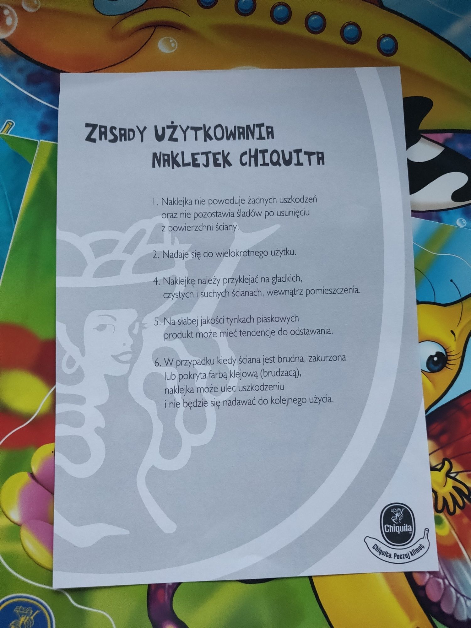 Naklejki wielorazowego użytku banany chiquita