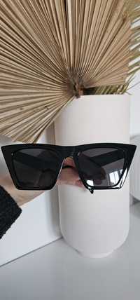 Czarne duże kocie okulary przeciwsłoneczne