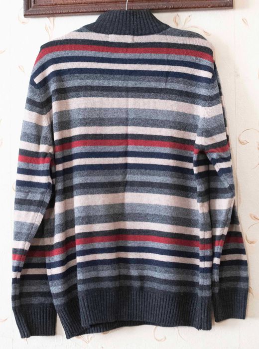 Stylowy sweter golf Dunnes w paski rozmiar M klasyczny zimowy męski