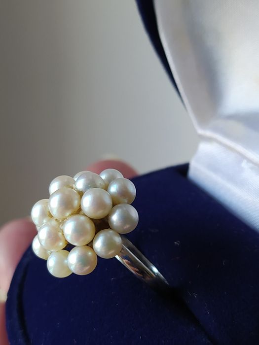 Perły pierścionek perełki srebro 925