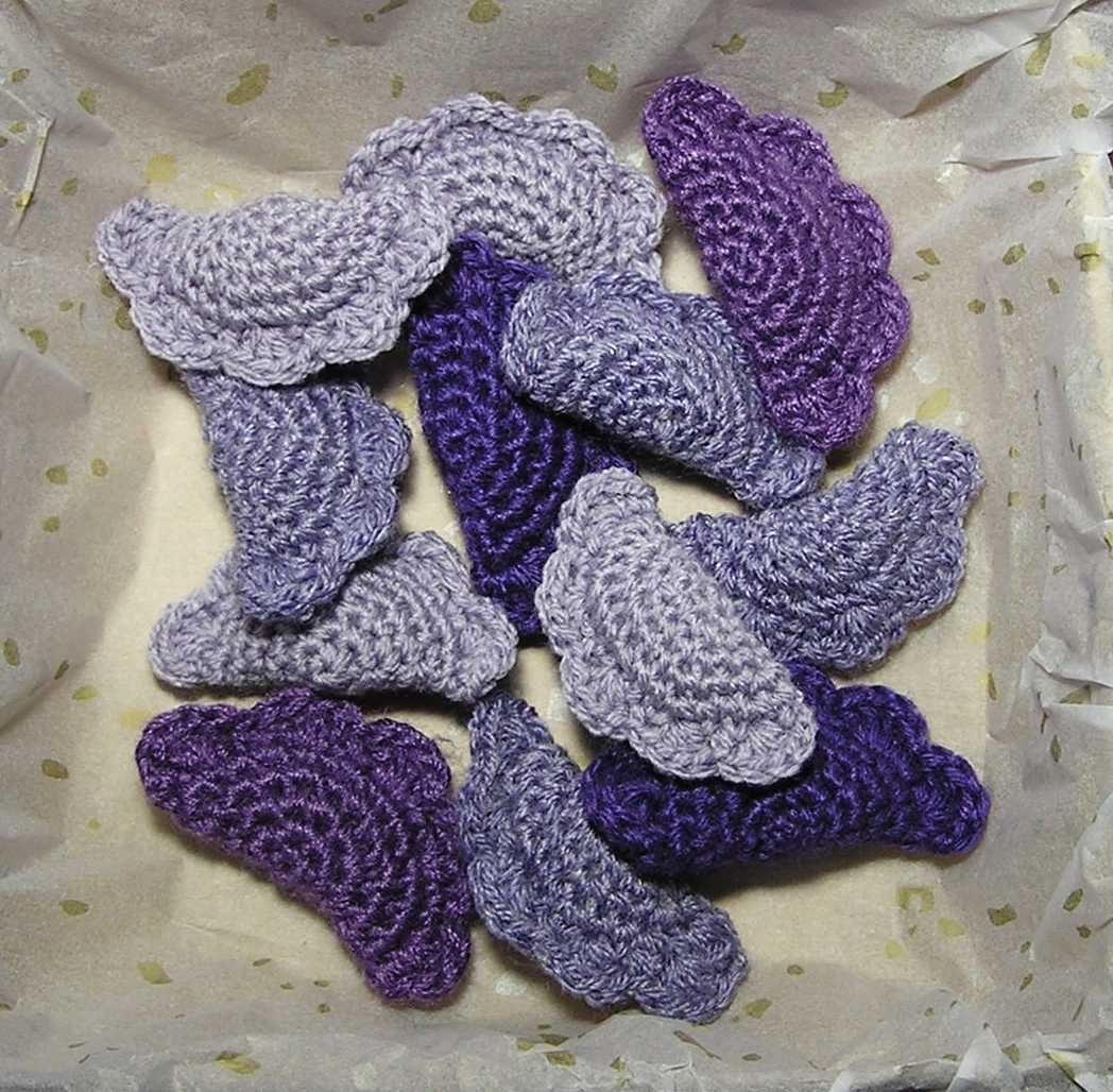 Pierożki robione na szydełku fioletowe lilla "z jagodami" 12 sztuk