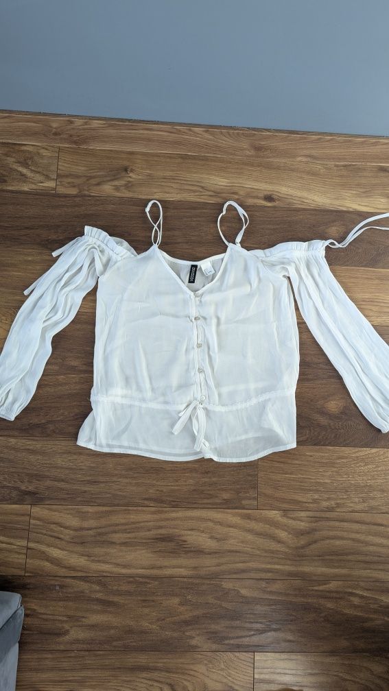 Przezroczysta biała bluzka H&M na lato