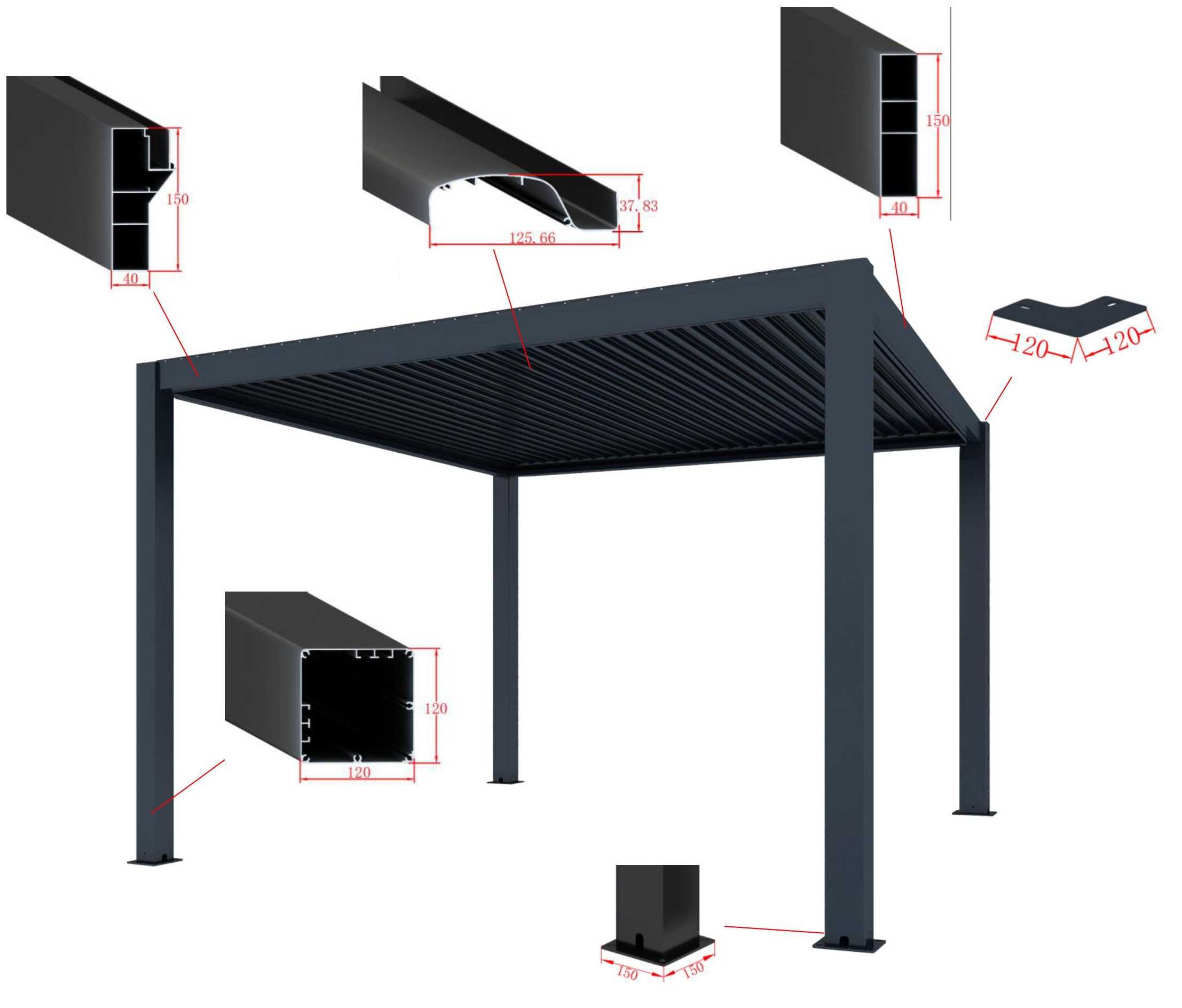 Pergola Altana do Ogrodu Tarasowa Ogrodowa 3x3m 3x4m 3x5m ZADASZONA