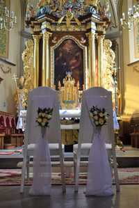 Biały dywan świeczniki dekoracje ślubne dekoracje weselne