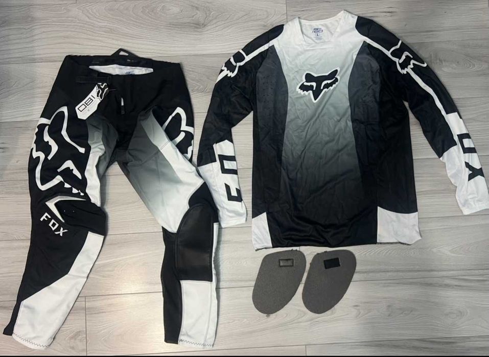 Strój FOX MX 180 (black white) (cross,quad,enduro,mtb,dh)