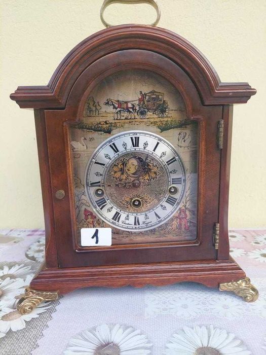 Zegar kominkowy kwadransowy unikat Christiaan Huygens Fazy księżyca