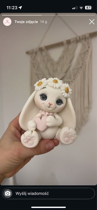 Zestaw bialy kroliczek i pszczolki igi z masy cukrowej