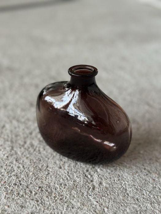 Wazon szklany modern design nieregularny brązowe dymione szklo loft