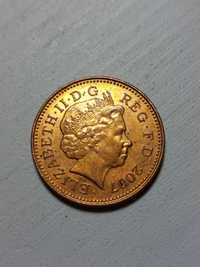 1 penny pens funt Elizabeth II 2007 moneta Wielka Brytania anglia
