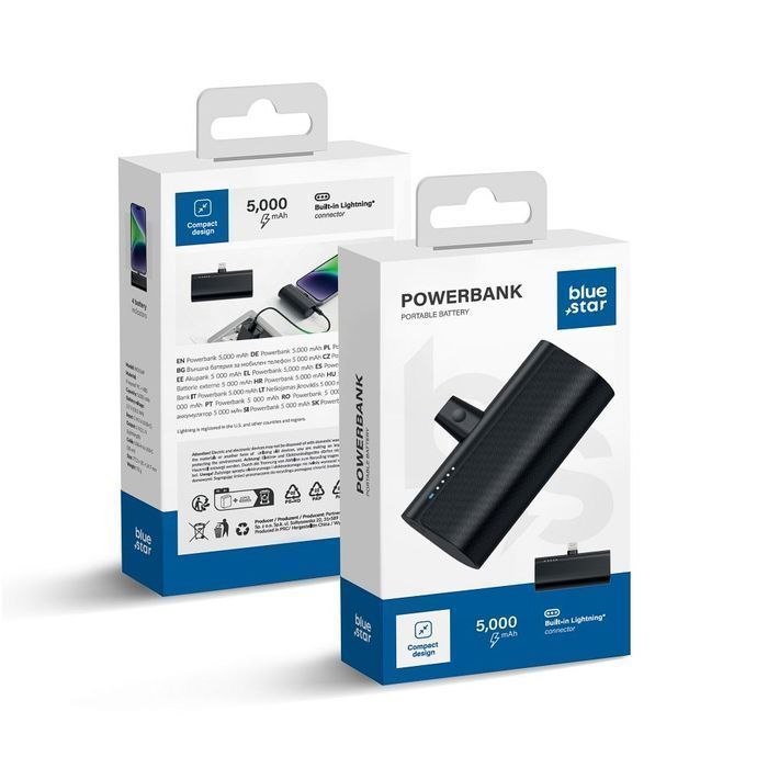 Powerbank Blue Star 5000 mAh z wbudowanym złączem Lightning 2,1A
